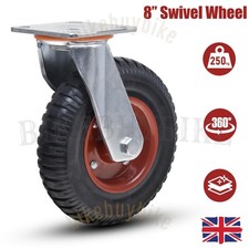 Castor Wheel Large 8" 200mm 250KG Heavy Duty Rubber 360° Swivel Furniture Caster