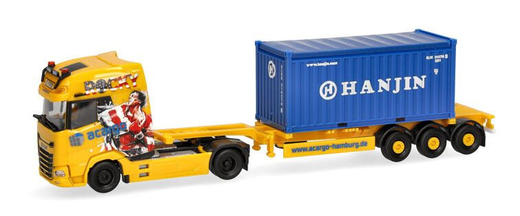 Maquette haut de gamme DAF XG 4x2 et porte-conteneur 20 pieds Open Top Herpa