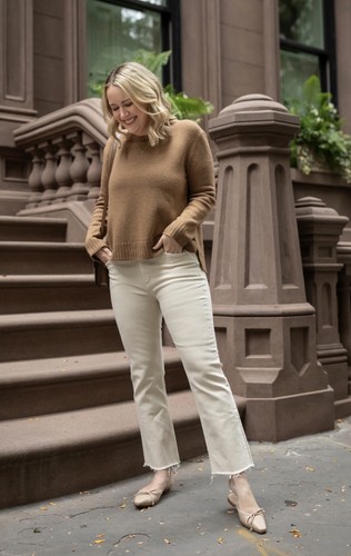 Jenni Kayne Everyday Sweater In Dark Camel Wool Cashmere Quiet Luxury | Size L