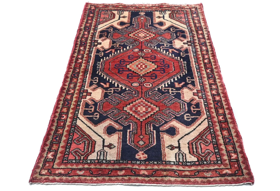 Alfombra oriental geométrica tribal crema vintage anudada a mano alfombra decorativa 2’7X4’6 pies Foto 2 de 4