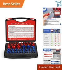 Nut and Bolt Thread Checker 44 PCS Aluminum Case Metric Inch Fastener Size Gauge