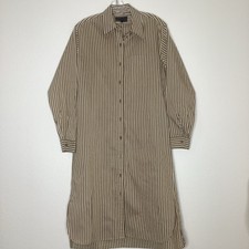 Nili Lotan Bonnie Shirt Dress Brown Ivory Stripes Sm