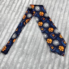 Wembley Clemson Tigers Navy Orange Silk Neck Tie Wide Necktie 57" Length 4" USA