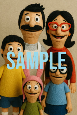 Bob's Burgers Felt Puppet Cartoon Family Portrait Cozy Stop-Motion Style Digital