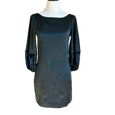 Elizabeth and James low back silk blend Holiday mini dress velvet cuffs sz 4