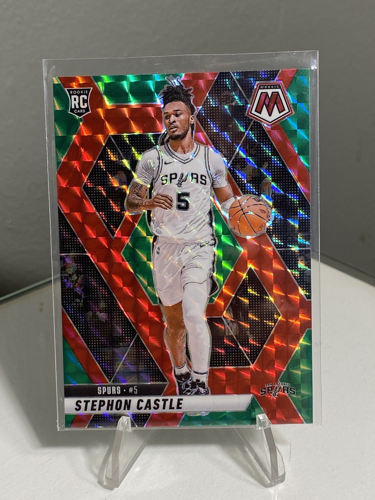 2024-25 Panini Mosaic #236 Stephon Castle RC Choice Red and Green Mosaic