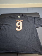 Joe Burrow 9 Cincinnati Bengals NFL Short Sleeve Black T Shirt Size 2XL
