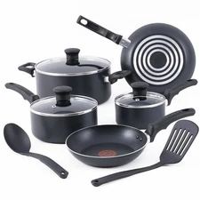 T-fal Essentials 10-pc. Nonstick Cookware Set, Black