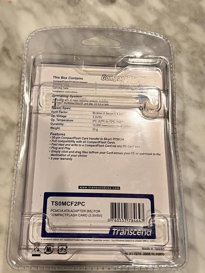 Transcend CompactFlash Adapter TS0MCF2PC - New Sealed - Image 2 of 4