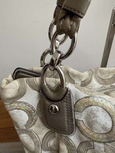 COACH Kristin Signature Hobo Sequin Satchel Handbag Cross Body - Picture 6 of 24