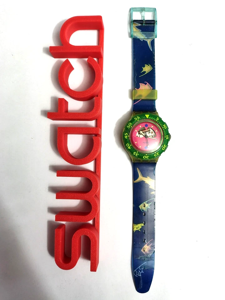 Swatch Scuba Usato Happy Fish SDN101 1991 Orologio da polso Anni 90 Vintage - Immagine 4 di 4