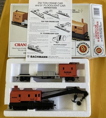 Bachmann 46115 Crane Car & Boom Tender HO Train Car 3-way Action