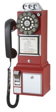 Crosley CR56-RE 1950s Payphone with Push Button Technology, Red