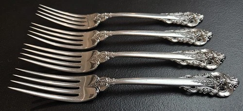 Wallace Grande Baroque Sterling Silver 4 TRUE Dinner Forks 8" Lot C