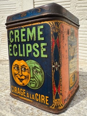 Antique Litho Cream Eclipse Cream Wax Countertop Box N Enamel Plate