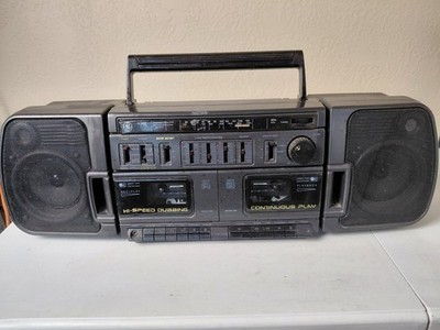 GE Boombox Vintage AM/FM Stereo Dual Cassette Player Recorder EQ 3-5677A Dubbing