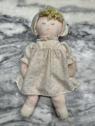 VTG Eden Sleeping Baby Rag Doll 14 Inch. Blonde Yarn Hair soft | eBay