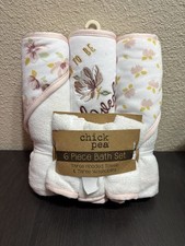 Chick Pea 6pc Bath Set 3 Hooded Towels 3 Wash clothes Flowers