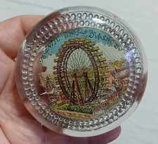 Antique Glass Paperweight c1890 Blackpool Souvenir Gigantic Wheel Hand Painted