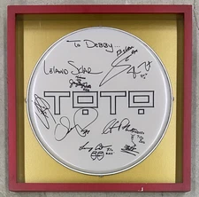 TOTO Autographed Signed Drum Head STEVE LUKATHER POCARO DAVID PAICH + 4 Others