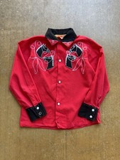 True Vintage 60s Chain Stitched Horses Western Pearl Snap Shirt Youth Kids