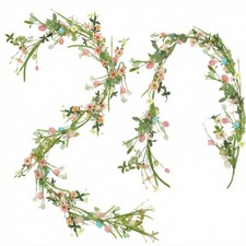 2Pc 6FT Easter Garland Artificial Spring Egg Garland Pastel Easter Mixed Berr...