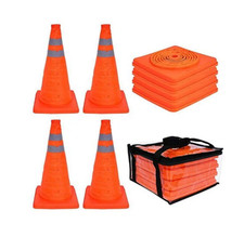 4x 70cm Foldable Traffic Cones Reflective Road Parking Cone Pop Up Collapsible