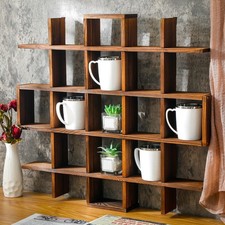 Oversize Coffee Mug Display Rack Wooden Display Shelves Rustic Wooden Floatin...