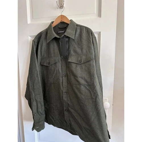 NWT J.Lindeberg Flat Wool Overshirt Forest Green Mens XL FMOS11454 video thumbnail