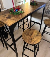 Breakfast Bar Table And 4 Stools Kitchen Dining Room Furniture Set Industrial