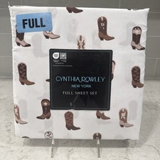 COWBOY BOOTS Full Sheet Set Cynthia Rowley Sheets NEW Western Cowgirl Brown