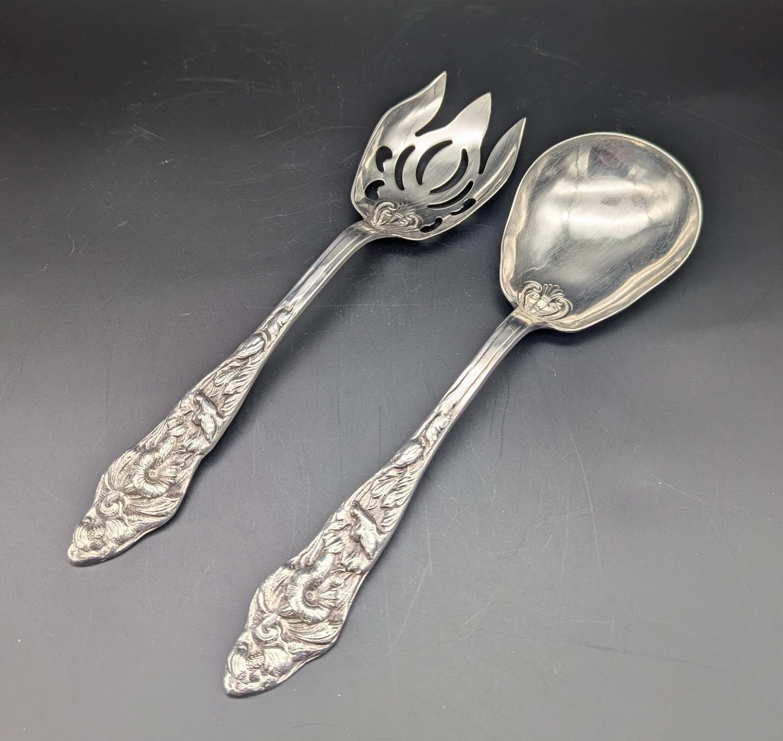Pair of Vintage Large 10" Raimond Silverplate Serving Utensils 1960s-70s