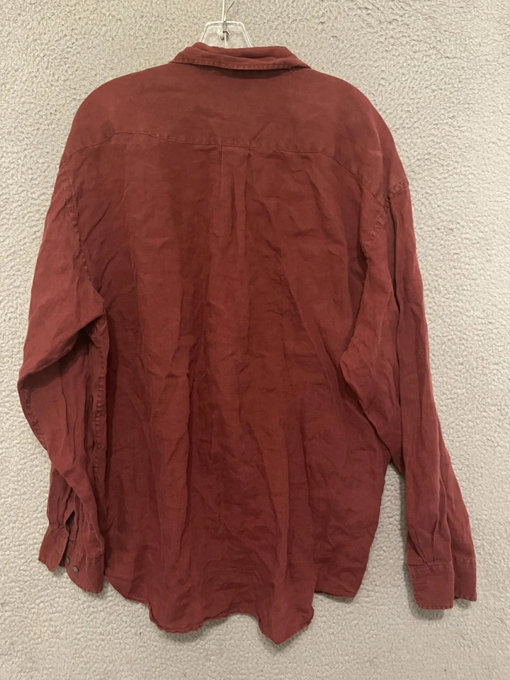 Camisa de lino irlandesa Banana Republic vintage para hombre talla XL roja manga larga años 90 Foto 3 de 4