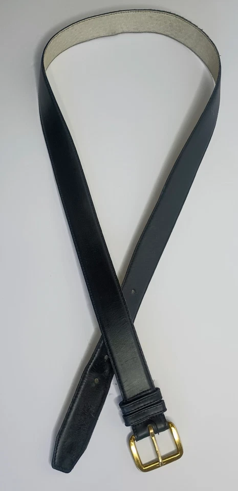 Cinturón Waterbury Buckle Co Para Hombre Talla 40 Negro Guante Cuero Latón Hebilla De Colección EE. UU. Foto 3 de 4
