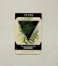 1920's LITHO CARD CO. THYME BROAD LEAVED SEED PACKET - FREDONIA, N.Y.