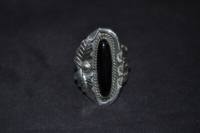 Size 13 Handmade Sterling Silver and Black Oynx Ring 