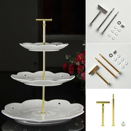 2 /3 Tier Cake Stand Fruit Plate T-shaped Handle Holder Party Dessert Display - Picture 1 of 15