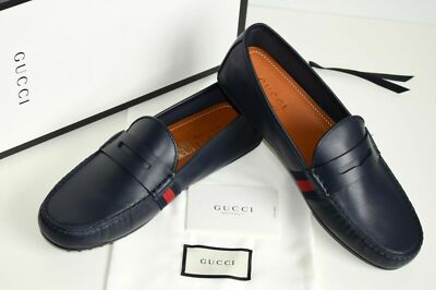 GUCCI Luxus Mens Shoes Moccasins Leather blue  EU 43; UK 9; US 9,5