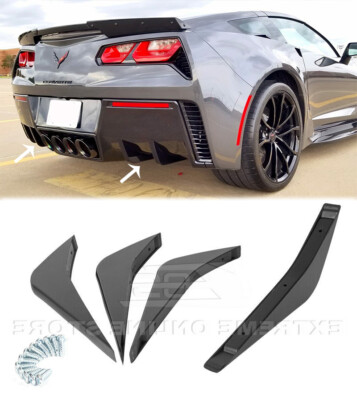 For 14-19 Corvette C7 Rear Bumper Lower Air Diffuser Fins Carbon Flash Painted