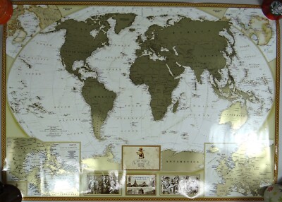 Scratch Off World Map Antique Edition Deluxe Large Travel Vacation Poster New