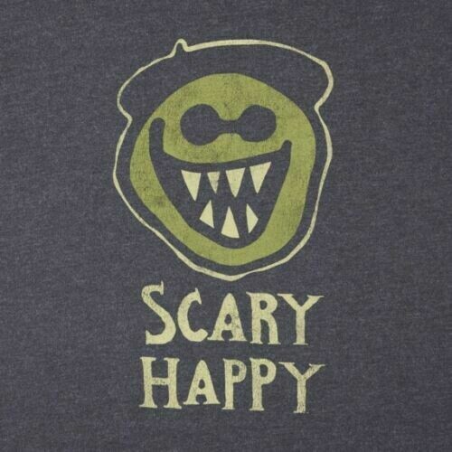 NWT Men's Life Is Good Scary Happy Halloween Ghoul Heather Black LS Crusher Tee - Picture 1 of 4