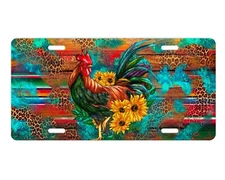 Western Rooster Aluminum Front License Plate Car Accessory Vanity