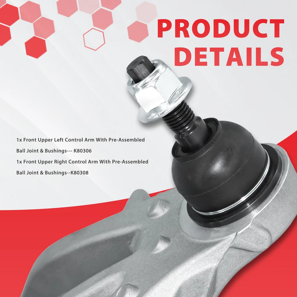 6Pcs Front Upper Lower Control Arms Kit for 2005-2008 Ford F-150 Lincoln MarkLT - Image 3 of 4