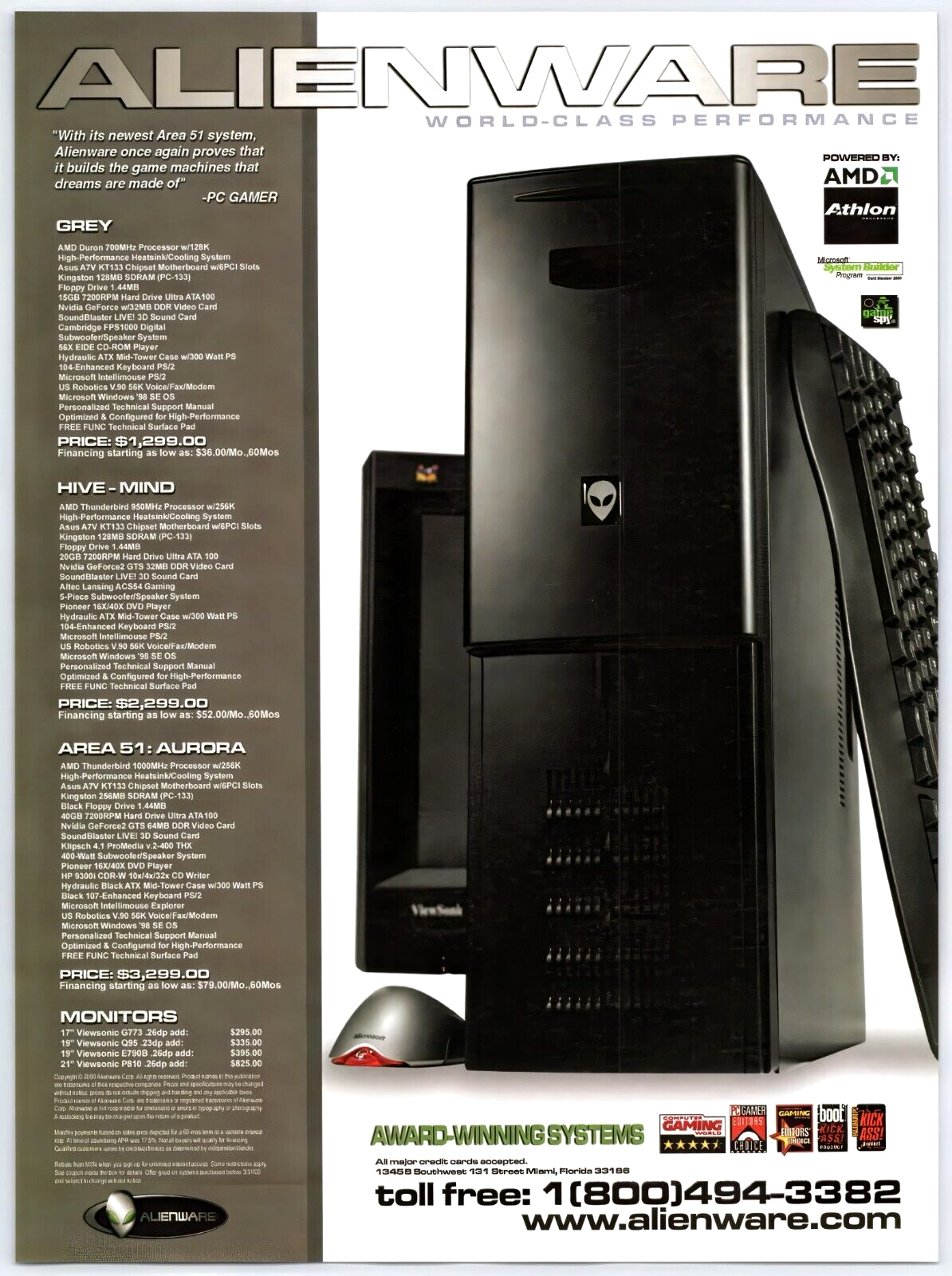 Vintage Print Ad 2000 Alienware PC System AMD Athlon Original Promo ...