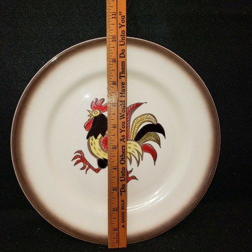 Piatto gallo rosso Metlox Poppy Trail vintage anni '50 dieci pollici - Foto 3 di 8