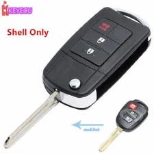 Modified Uncut Flip Folding Remote Key Shell Case Fob 2+1Button for Toyota Scion