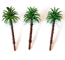SET of 3 MINIATURE 2" COCONUT PALM TREES for TRAINS, FAIRY GARDEN or DIORAMA