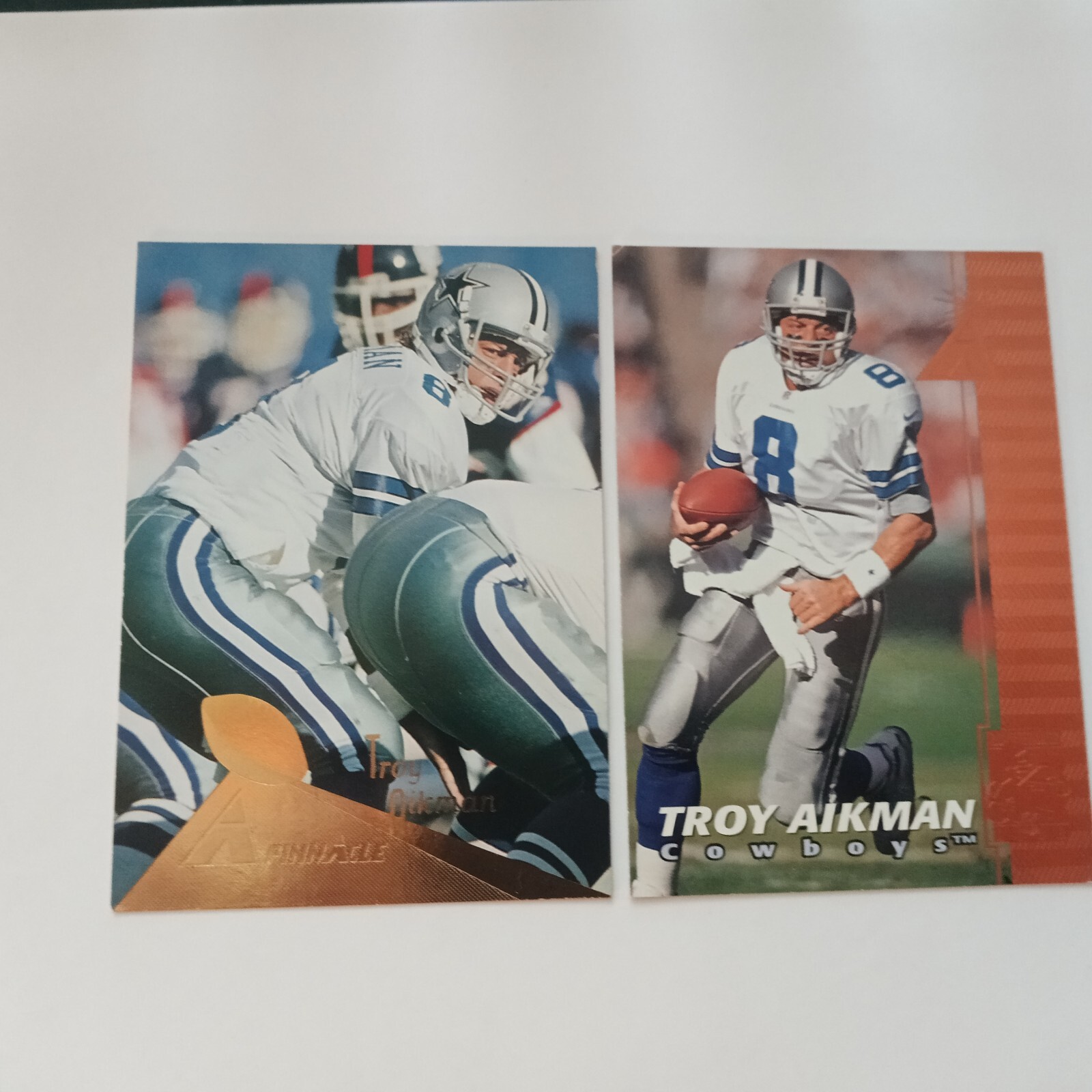 Troy Aikman 1997 Pinnacle Rembrandt #2 & 1994 Pinnacle #150