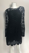 Love Shack Fancy Crochet Lace Mini Dress in Black Size M 