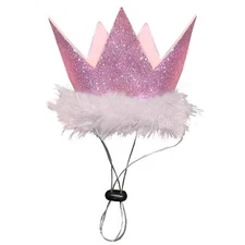 Pink Pet Party Crown for Dogs & Cats, Adjustable Strap